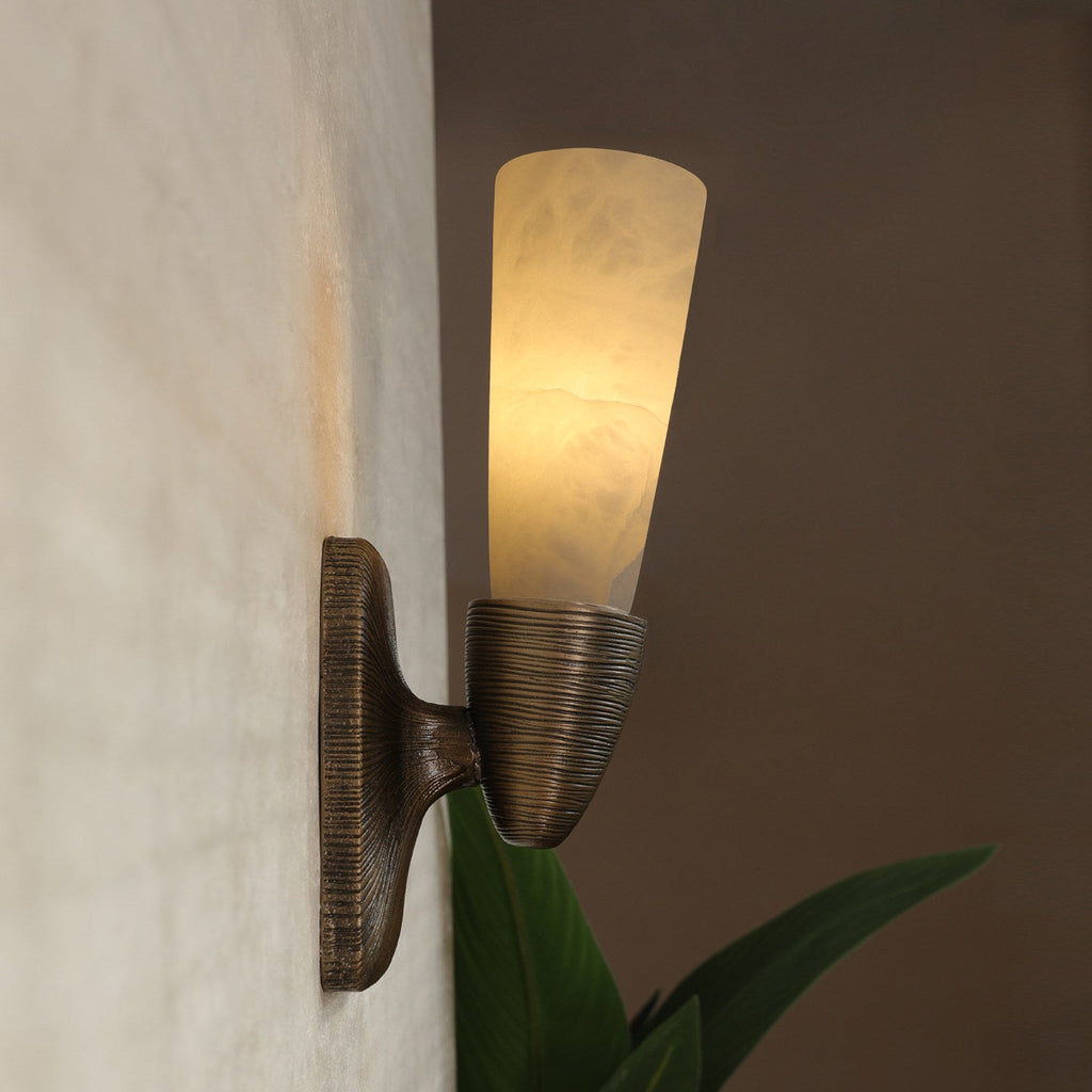 Applique murale moderne Grane en Albâtre Bronze et blanc
