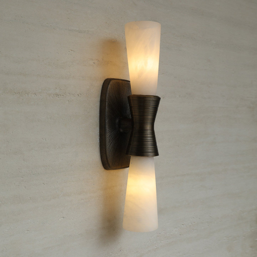 Applique murale moderne Grane en Albâtre Bronze et blanc
