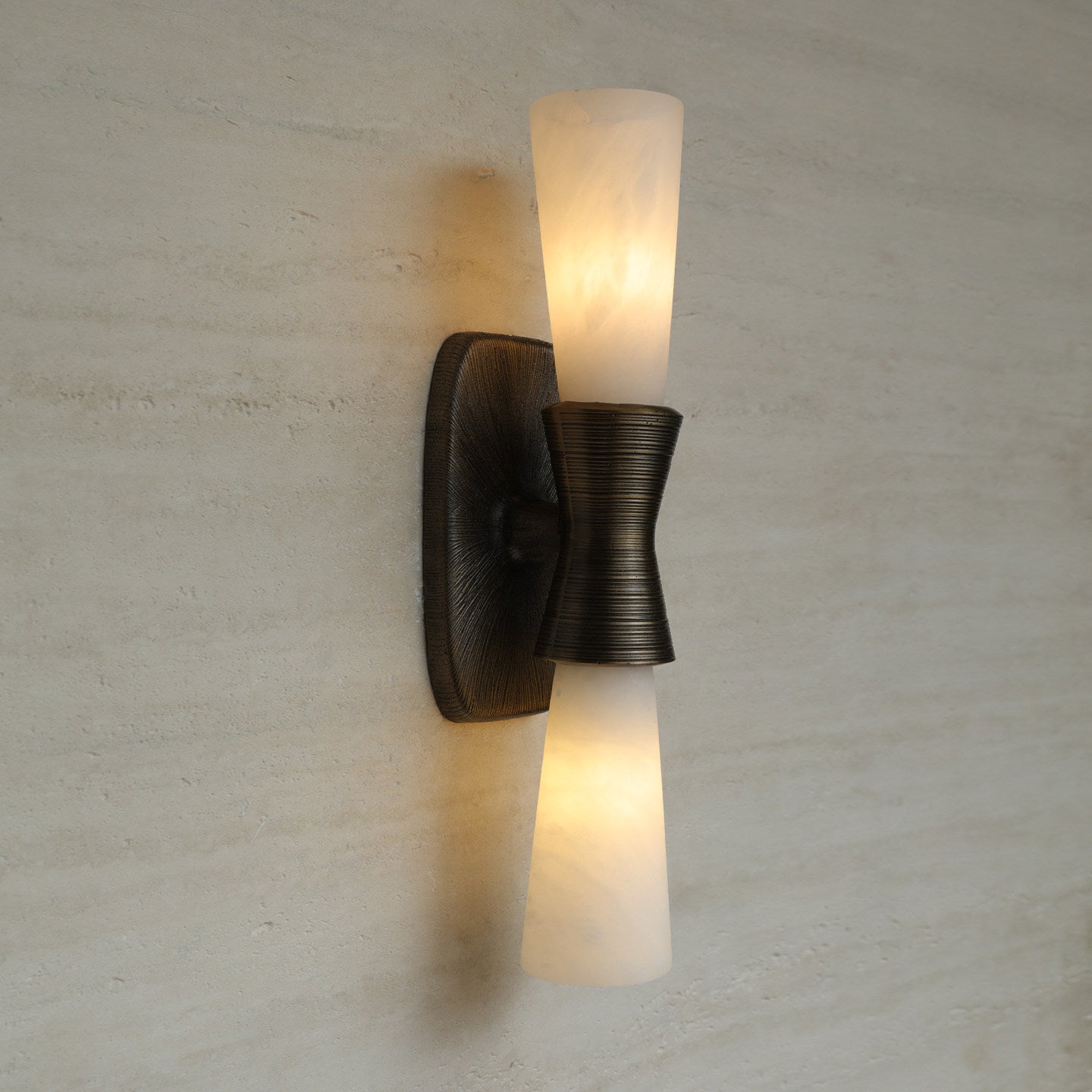 Applique murale moderne Grane en Albâtre Bronze et blanc