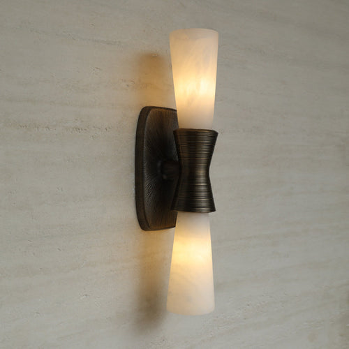 Applique murale moderne Grane en Albâtre Bronze et blanc