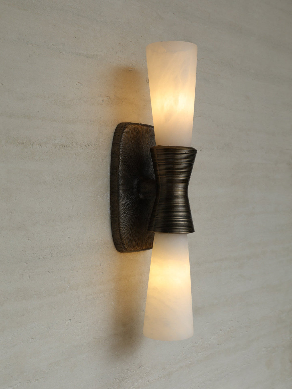 Applique murale moderne Grane en Albâtre Bronze et blanc