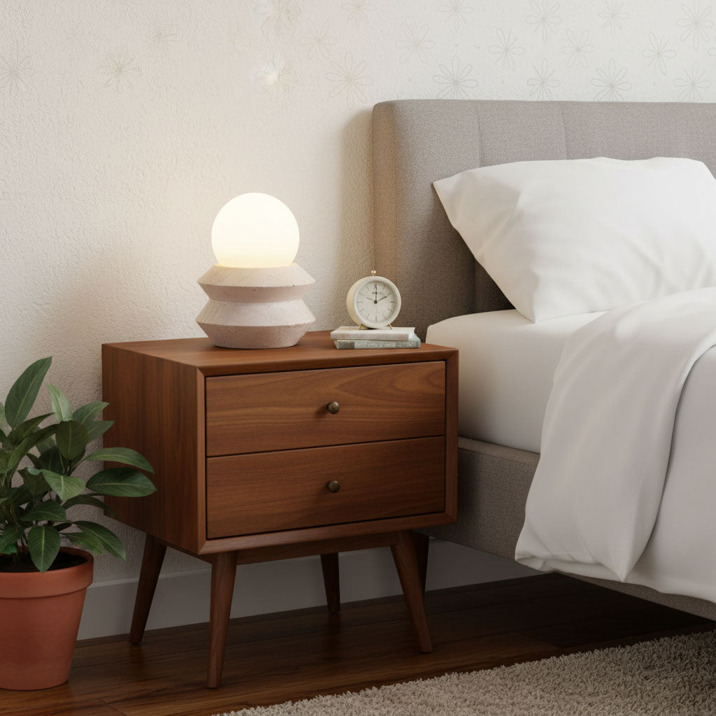 Lampe à poser moderne Armod en Travertin jaune et blanc