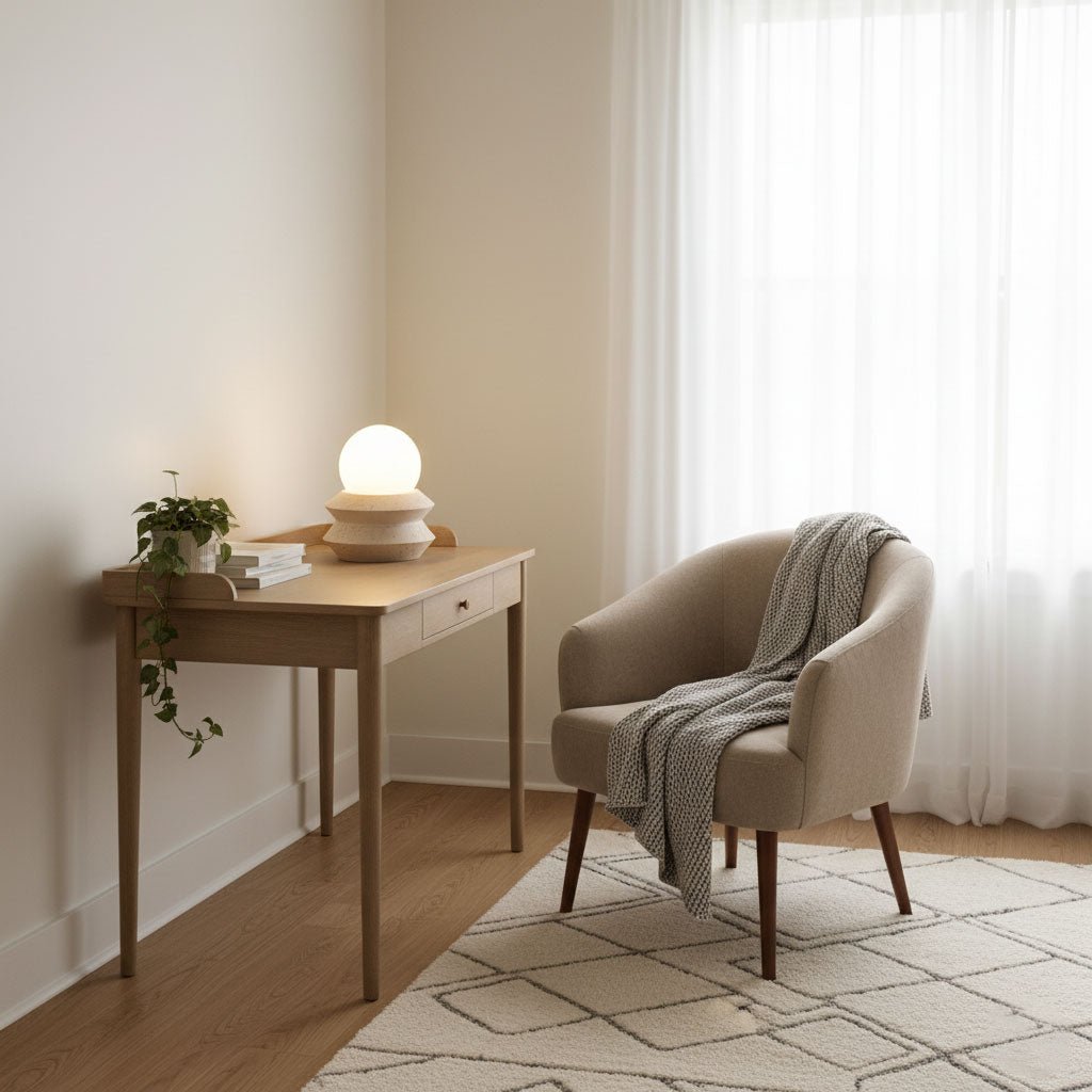 Lampe à poser moderne Armod en Travertin jaune et blanc