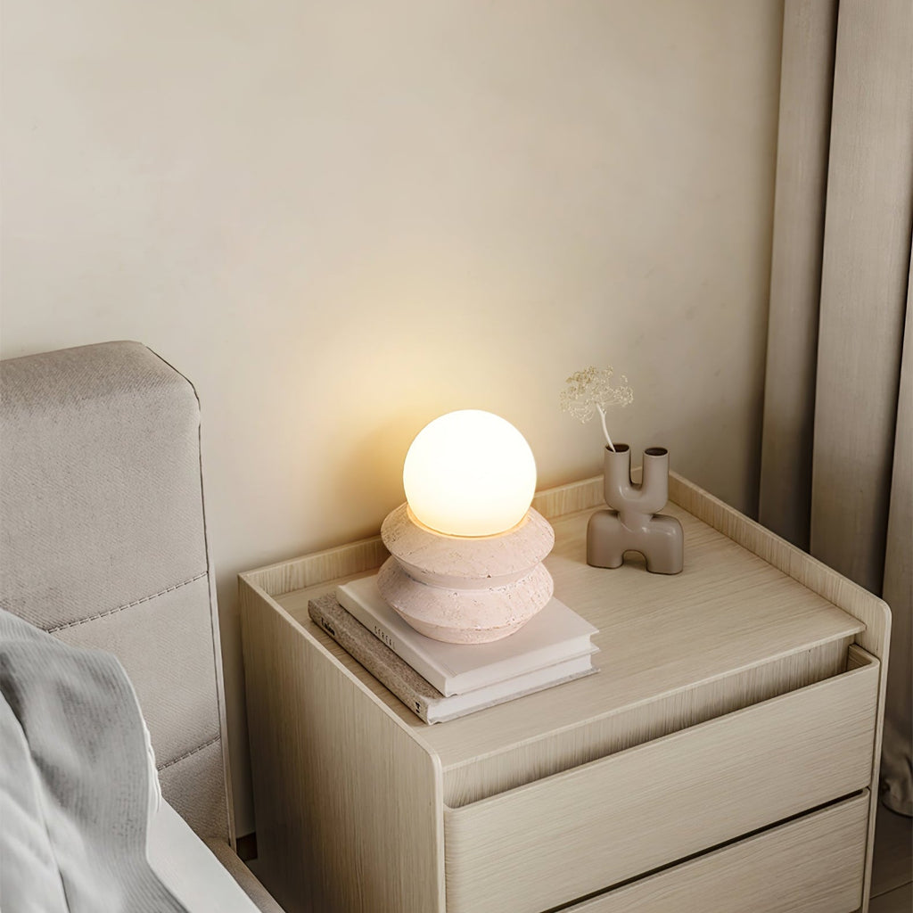 Lampe à poser moderne Armod en Travertin jaune et blanc