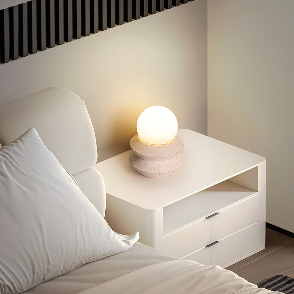 Lampe à poser moderne Armod en Travertin jaune et blanc