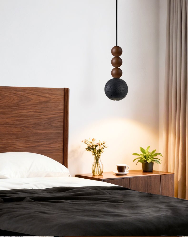 Suspension moderne Wol en Noyer et noir travertin