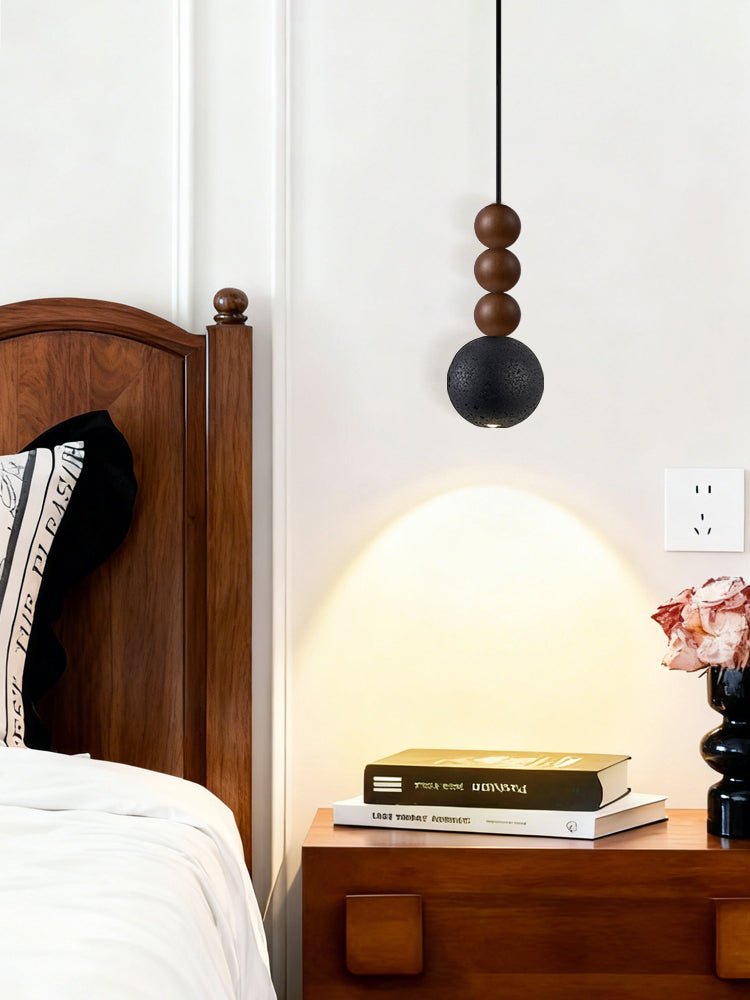 Suspension moderne Wol en Noyer et noir travertin