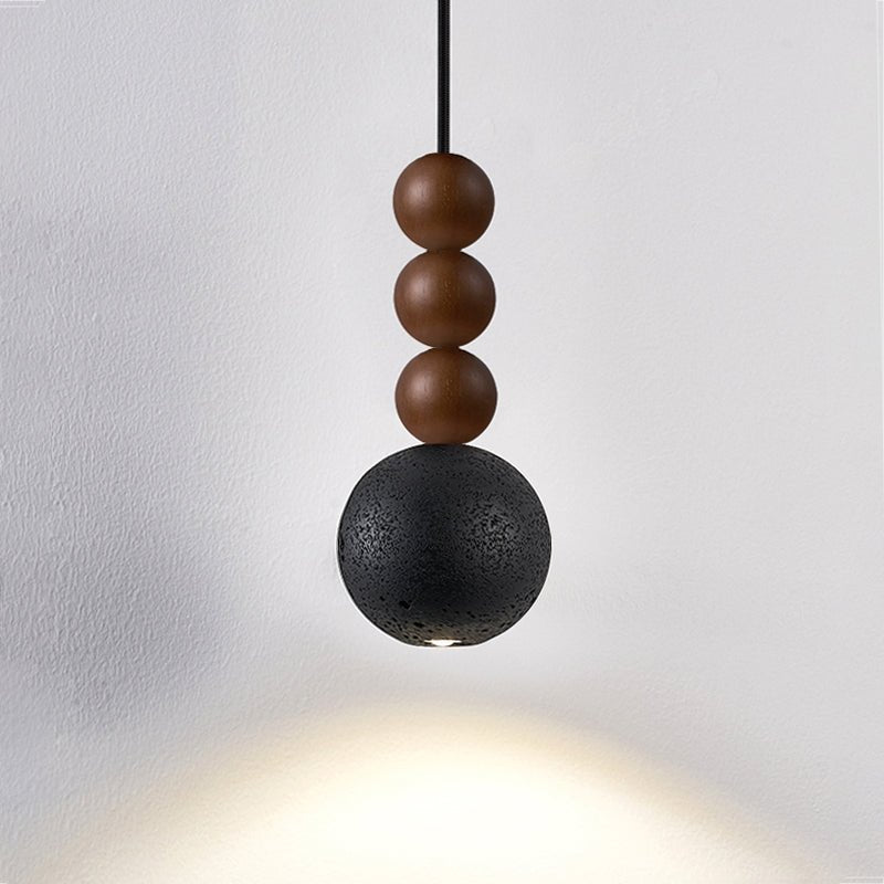 Suspension moderne Wol en Noyer et noir travertin