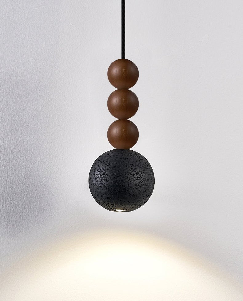 Suspension moderne Wol en Noyer et noir travertin
