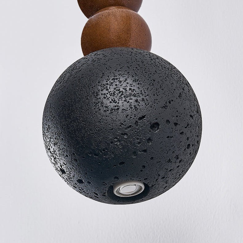 Suspension moderne Wol en Noyer et noir travertin