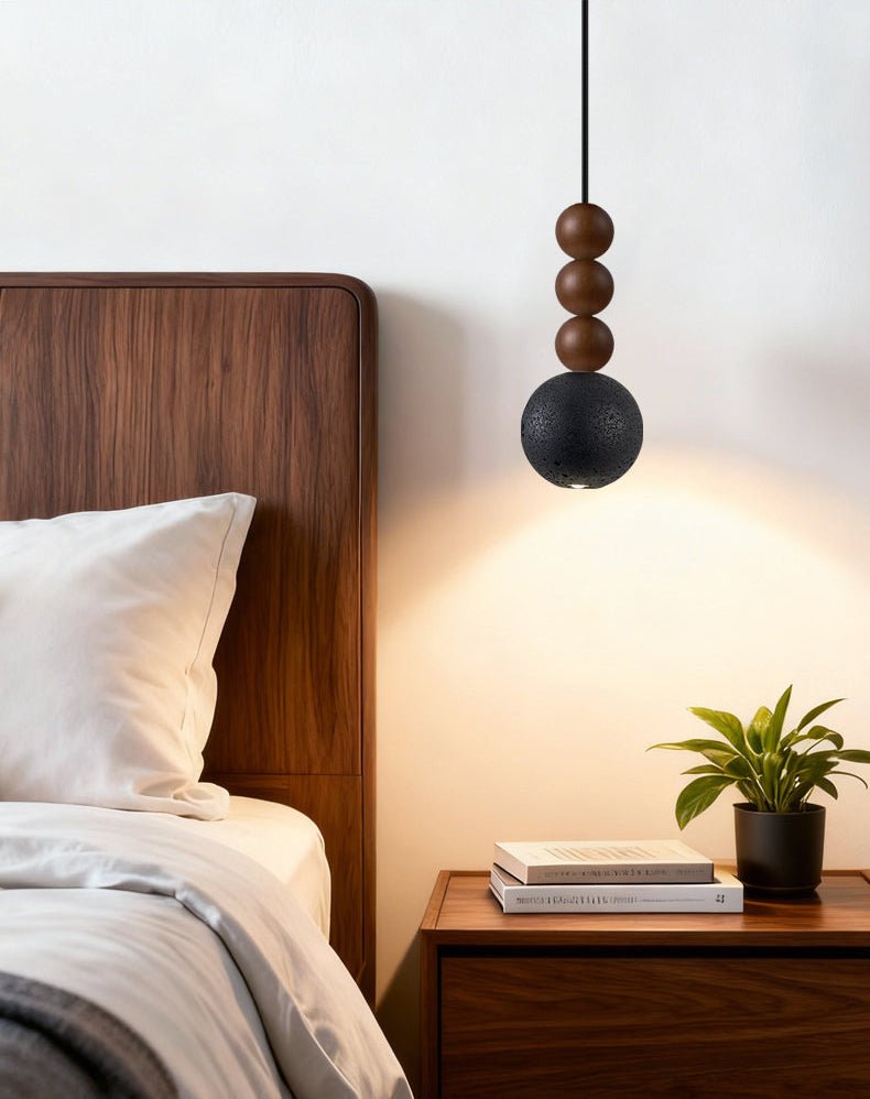 Suspension moderne Wol en Noyer et noir travertin
