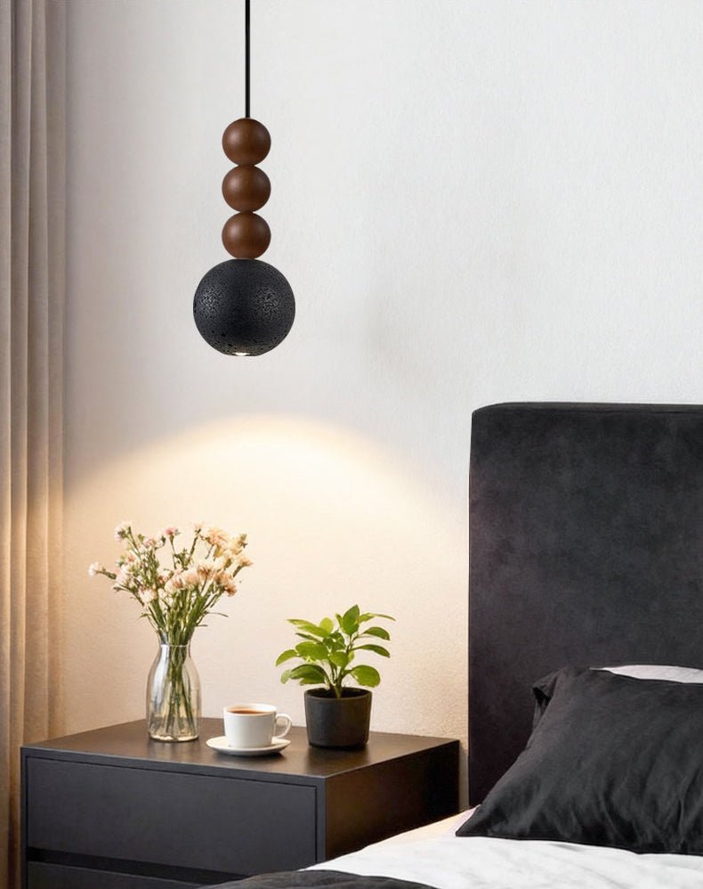 Suspension moderne Wol en Noyer et noir travertin