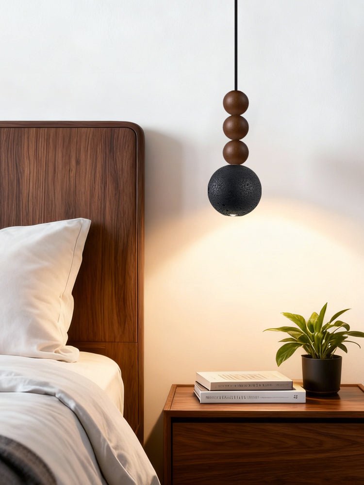 Suspension moderne Wol en Noyer et noir travertin
