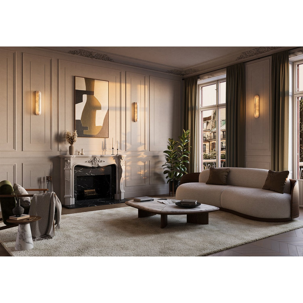 Applique murale moderne Morgan en Albâtre Laiton et blanc