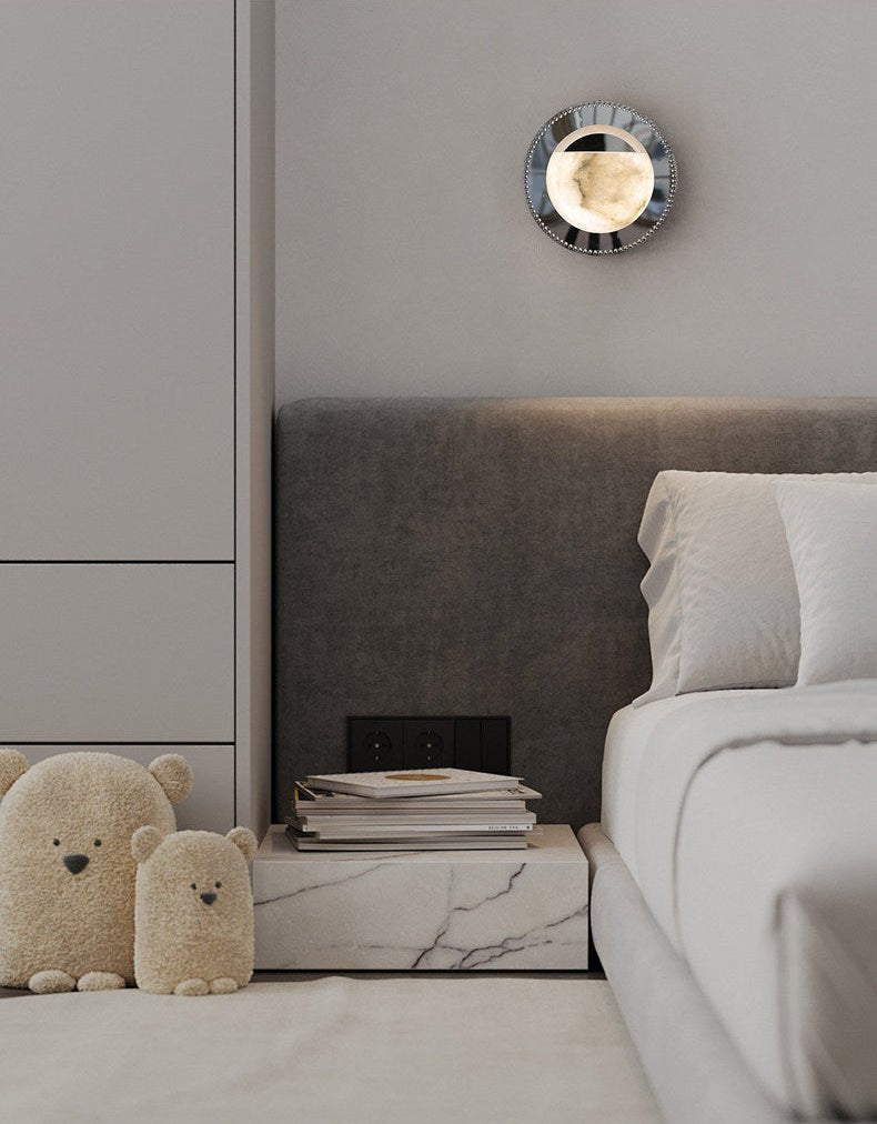 Applique murale moderne Ville en Albâtre Chrome et blanc