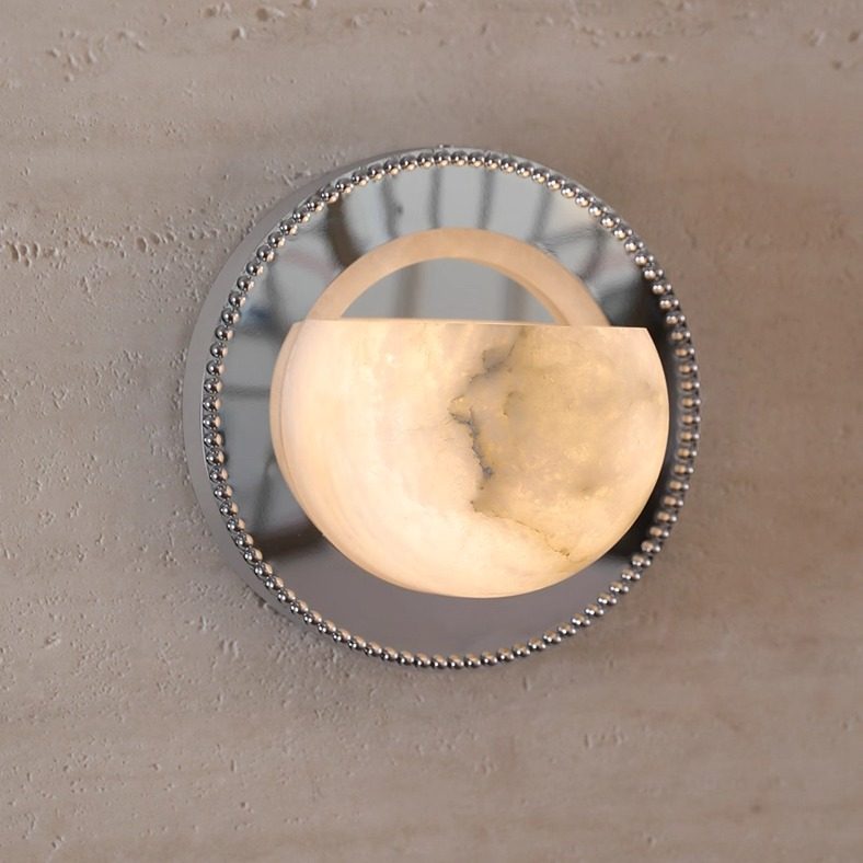 Applique murale moderne Ville en Albâtre Chrome et blanc