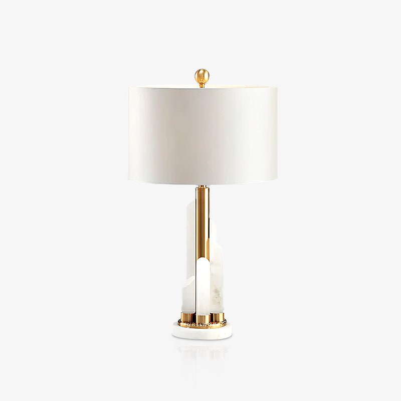 Lampe à poser moderne Erne en Albâtre, métal Doré et blanc