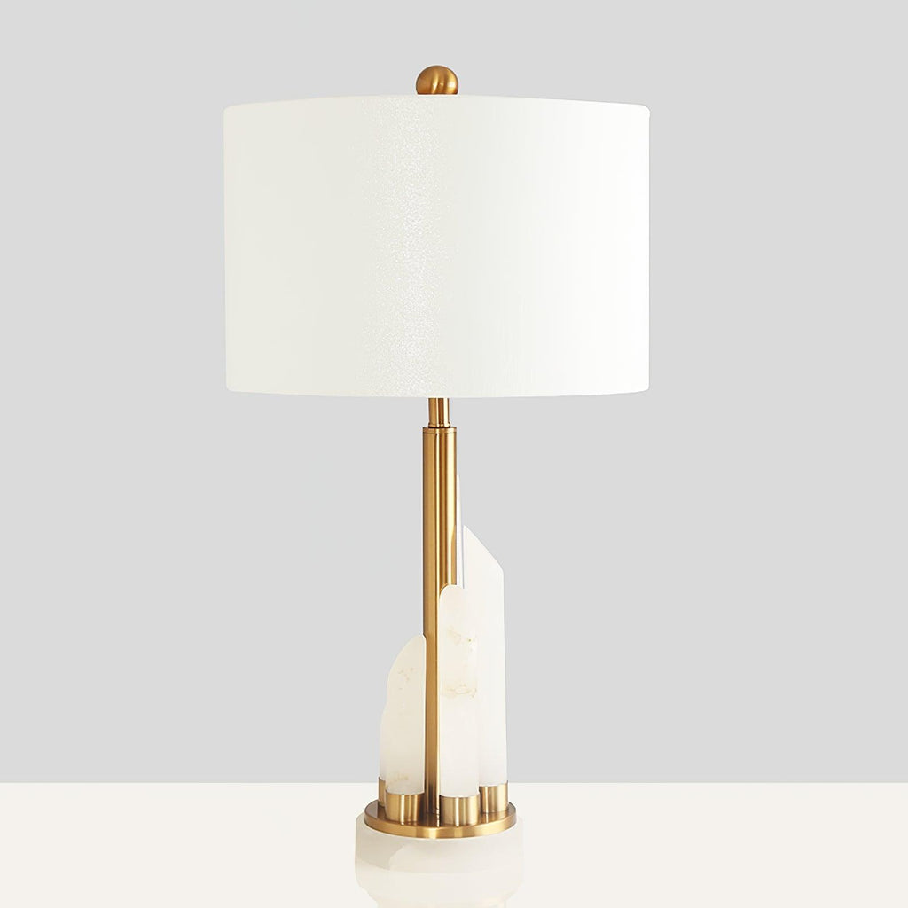 Lampe à poser moderne Erne en Albâtre, métal Doré et blanc