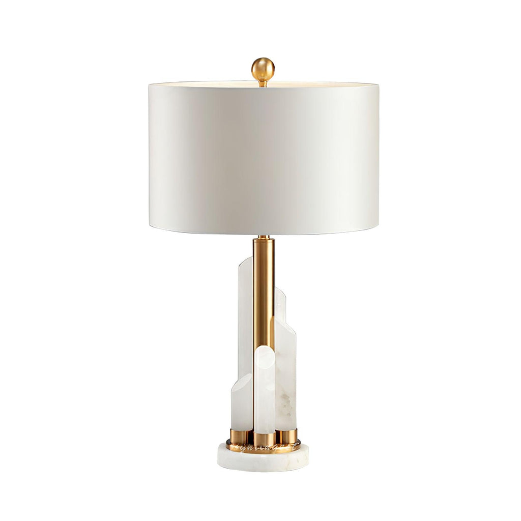 Lampe à poser moderne Erne en Albâtre, métal Doré et blanc