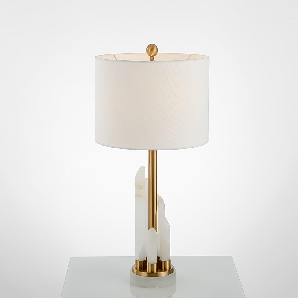 Lampe à poser moderne Erne en Albâtre, métal Doré et blanc