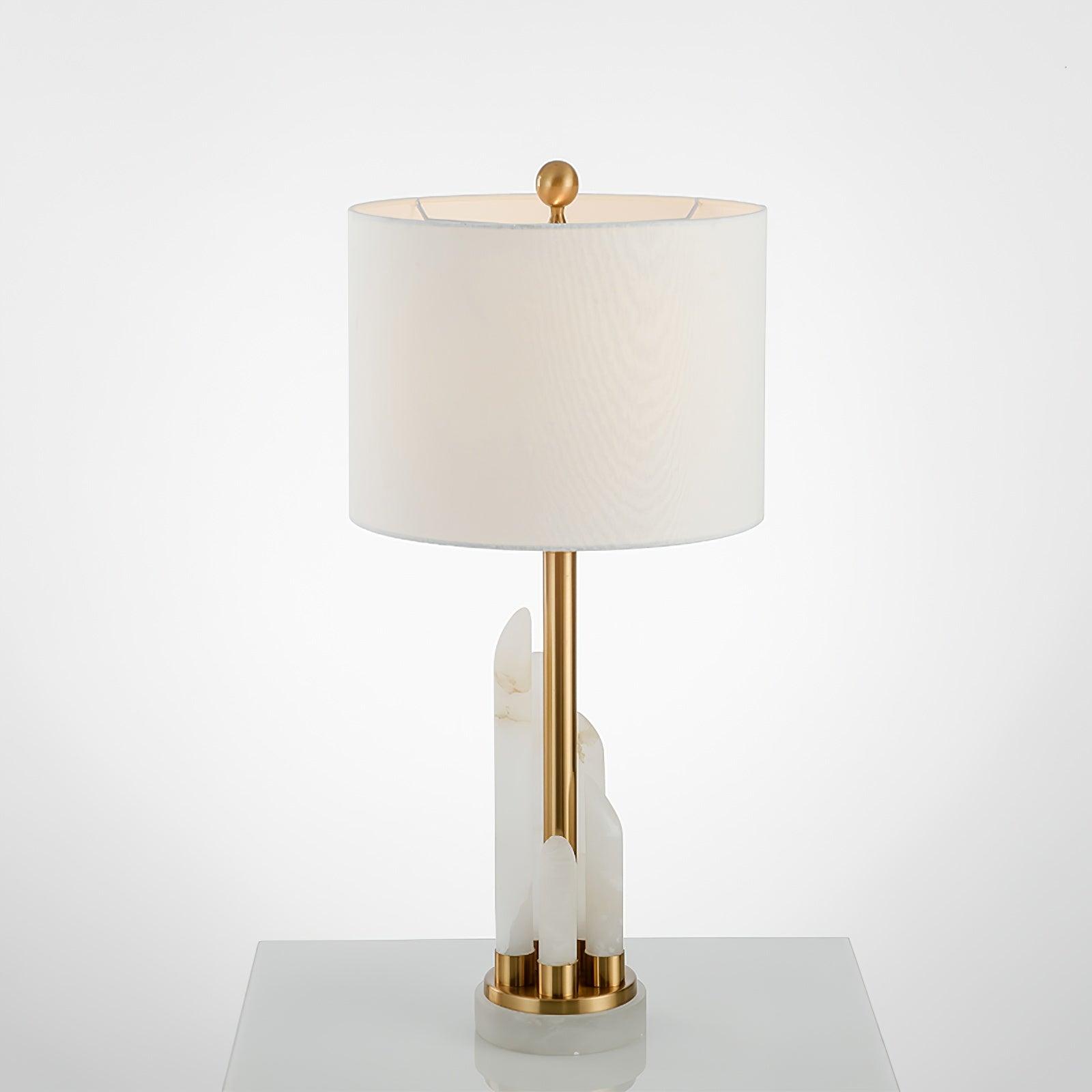 Lampe à poser moderne Erne en Albâtre, métal Doré et blanc