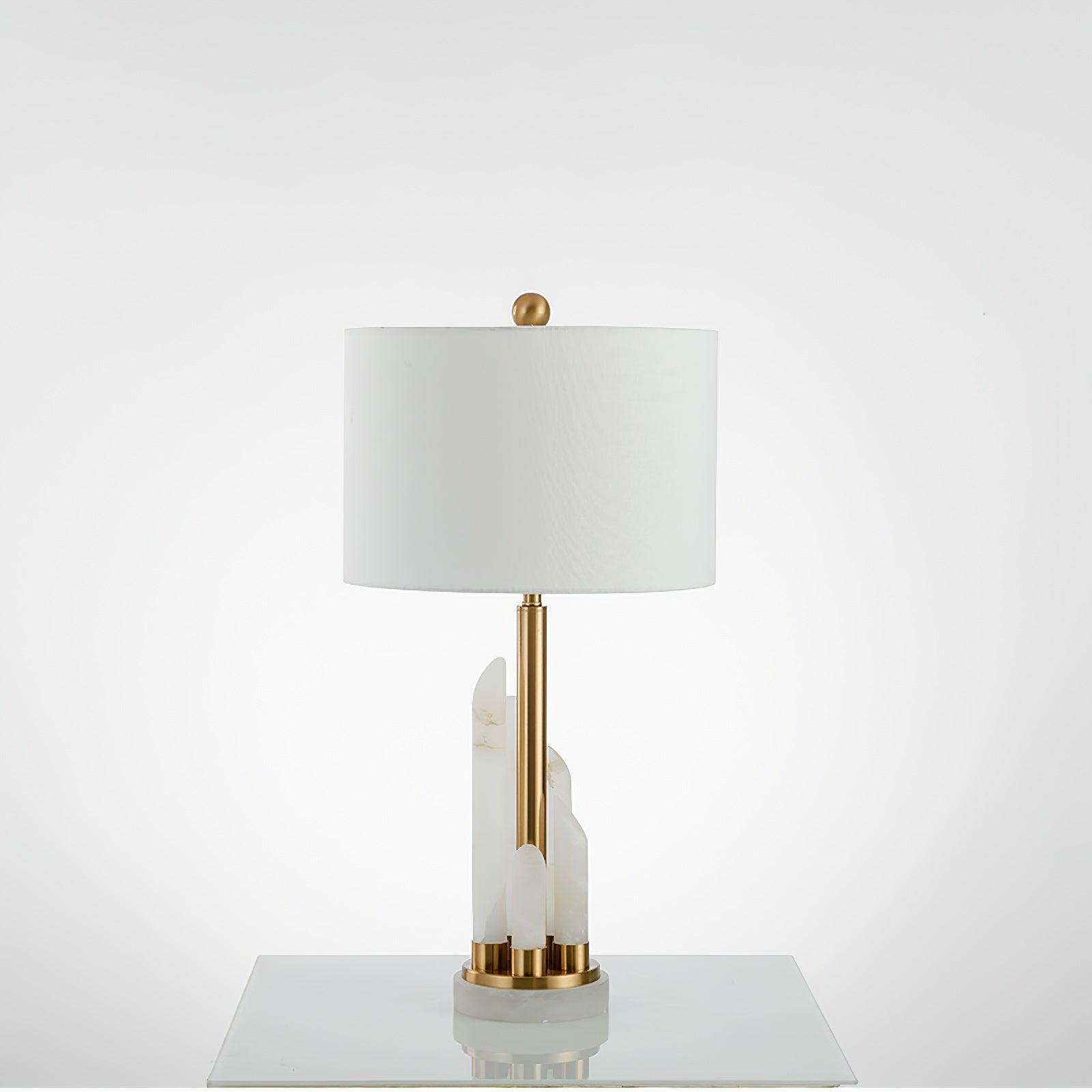 Lampe à poser moderne Erne en Albâtre, métal Doré et blanc
