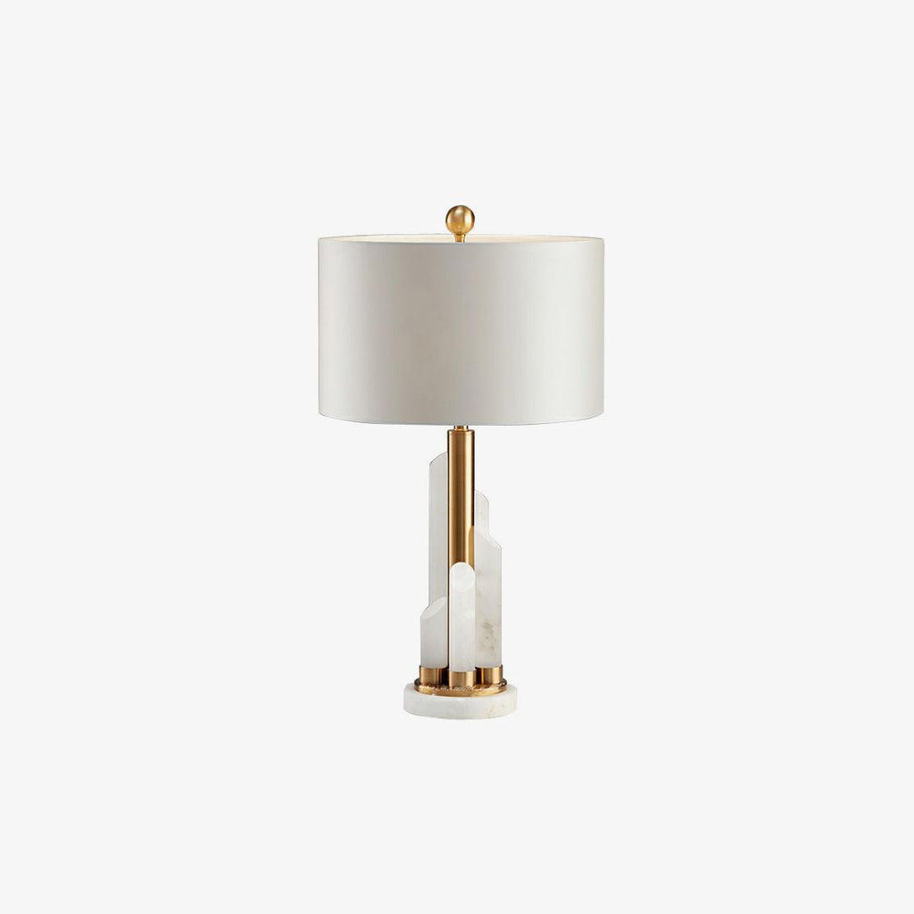 Lampe à poser moderne Erne en Albâtre, métal Doré et blanc