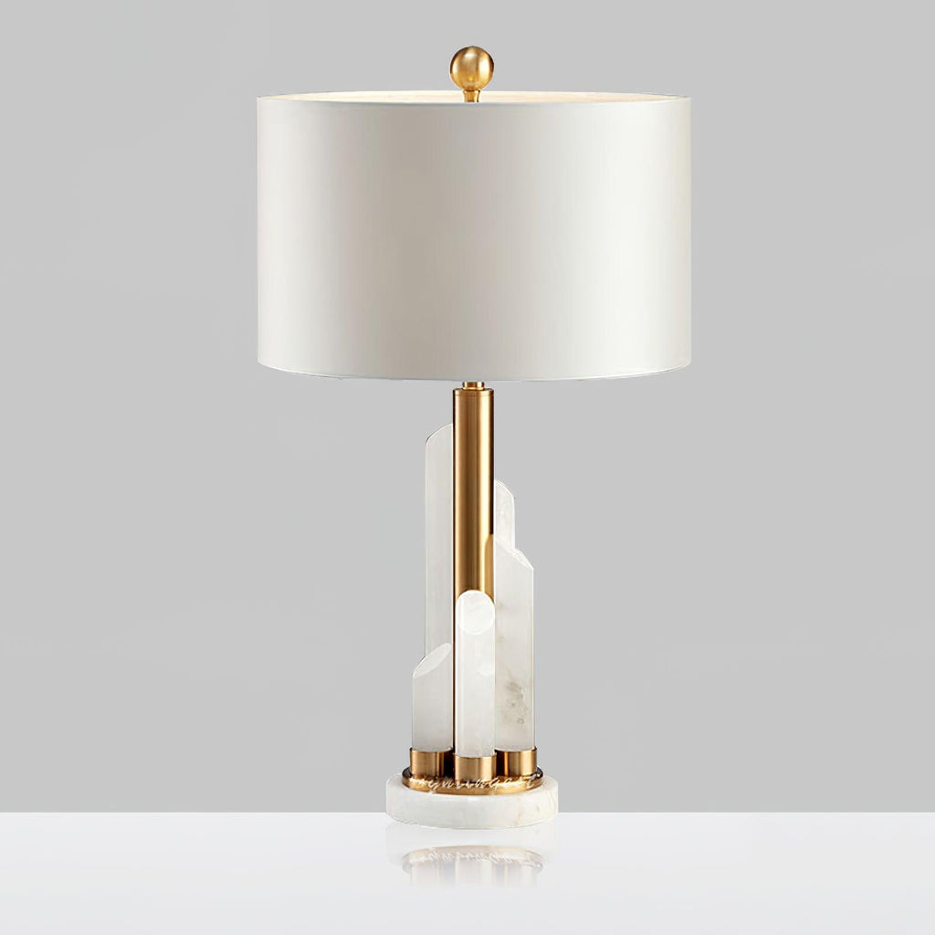 Lampe à poser moderne Erne en Albâtre, métal Doré et blanc