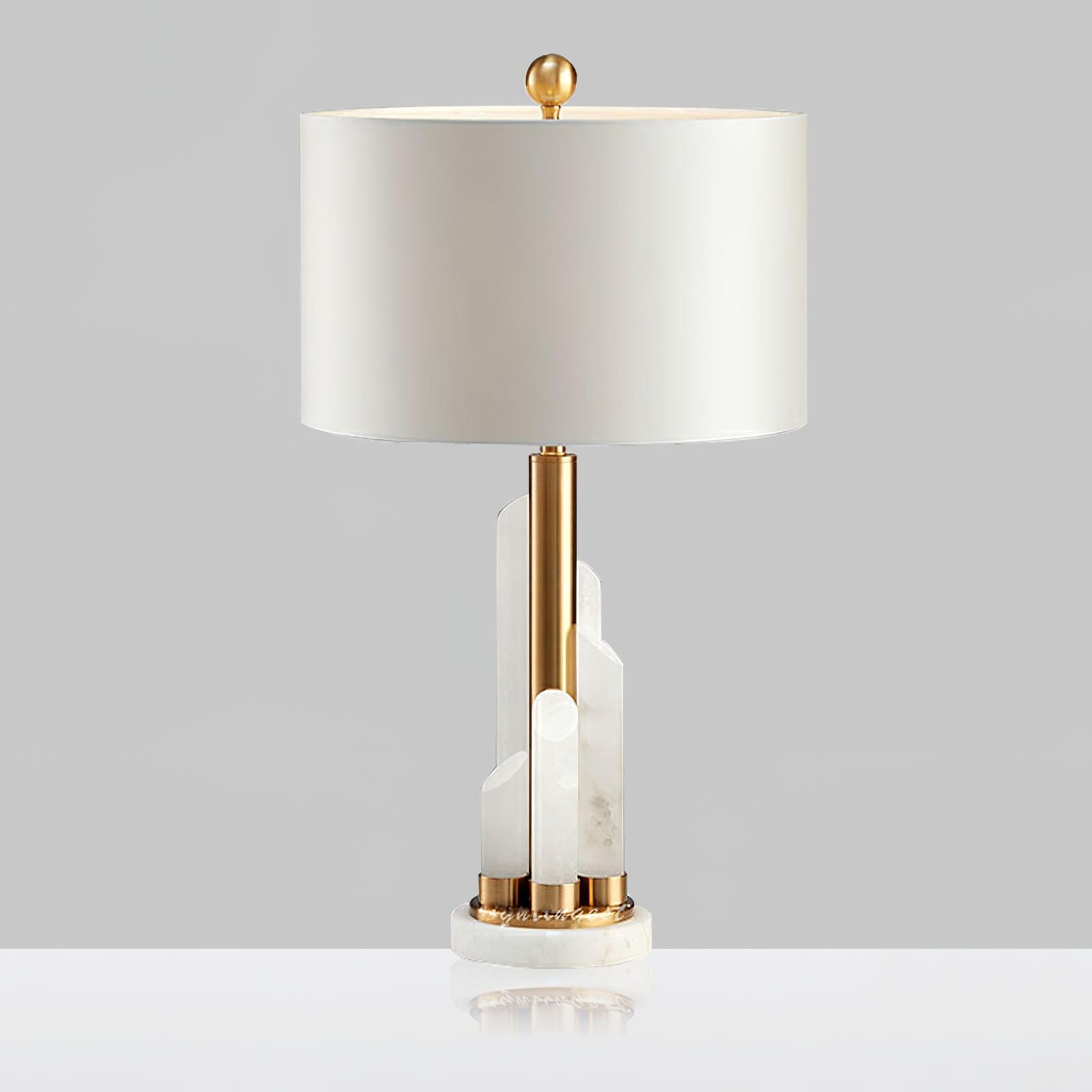 Lampe à poser moderne Erne en Albâtre, métal Doré et blanc