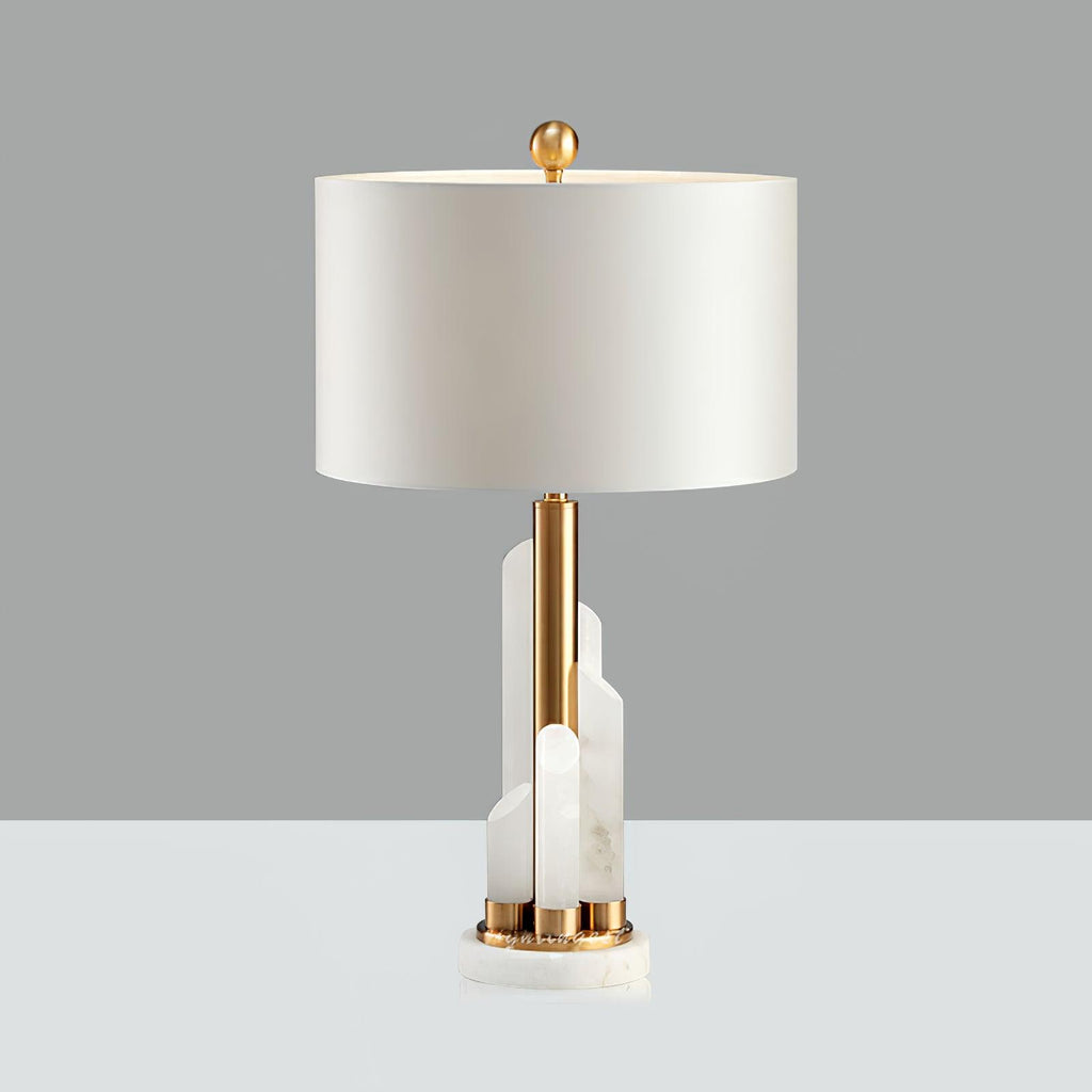 Lampe à poser moderne Erne en Albâtre, métal Doré et blanc
