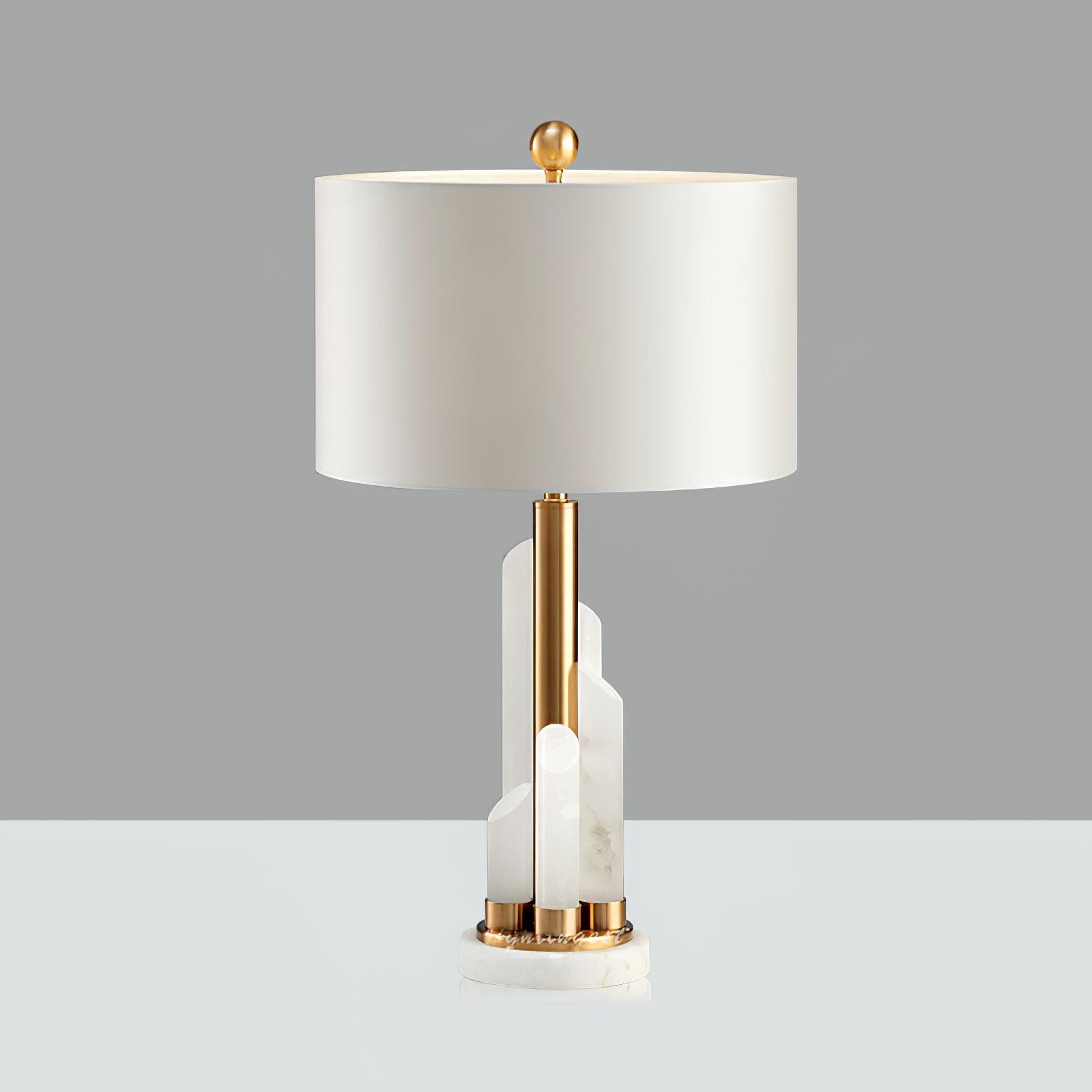 Lampe à poser moderne Erne en Albâtre, métal Doré et blanc