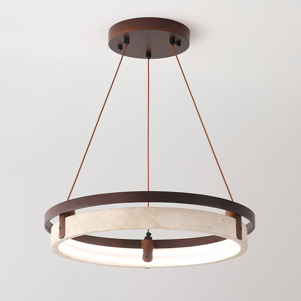 Suspension moderne Vili en Travertin jaune et noyer bois