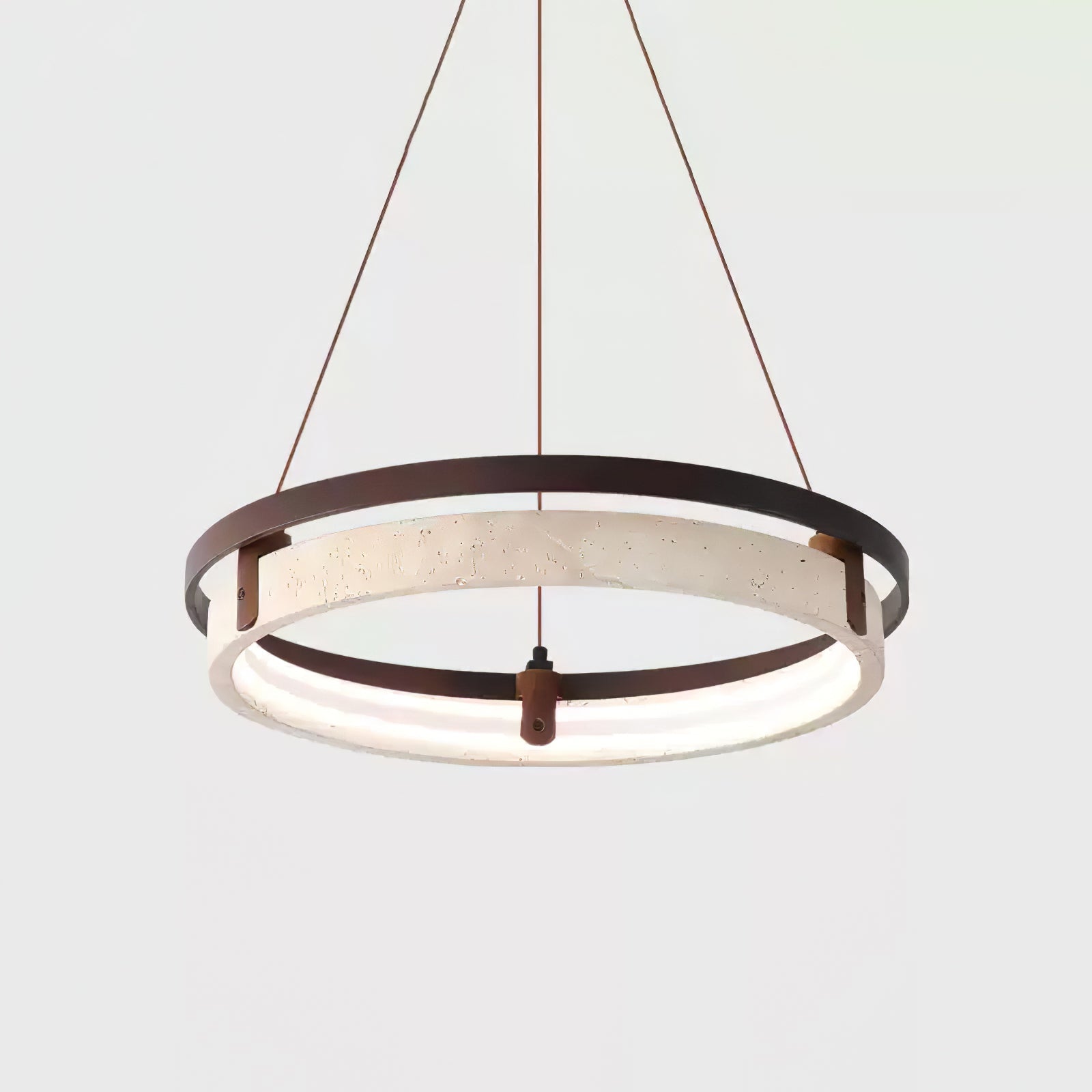 Suspension moderne Vili en Travertin jaune et noyer bois