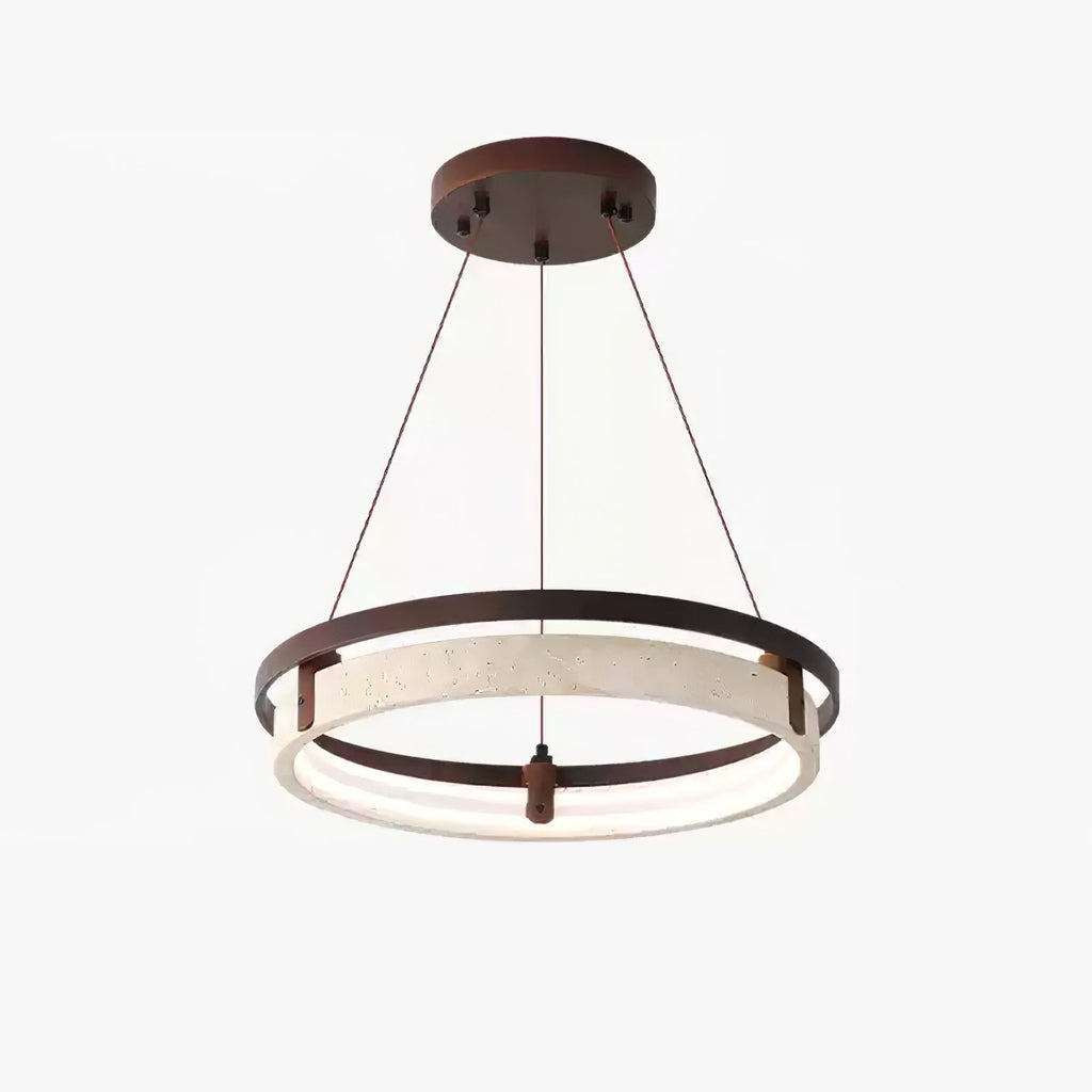 Suspension moderne Vili en Travertin jaune et noyer bois