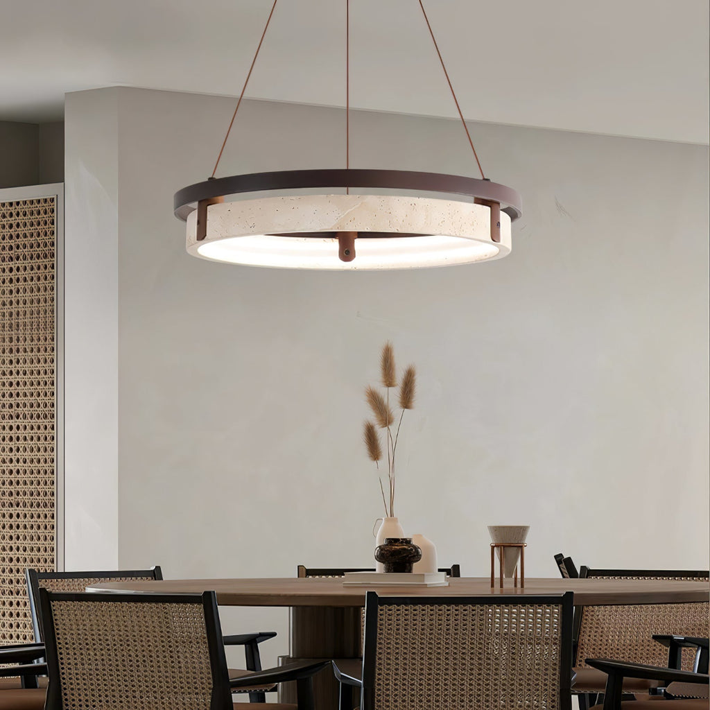 Suspension moderne Vili en Travertin jaune et noyer bois
