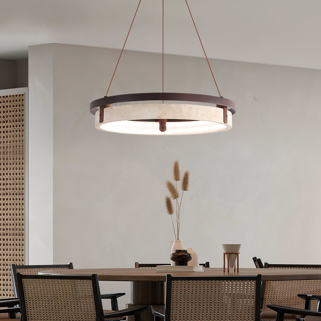 Suspension moderne Vili en Travertin jaune et noyer bois