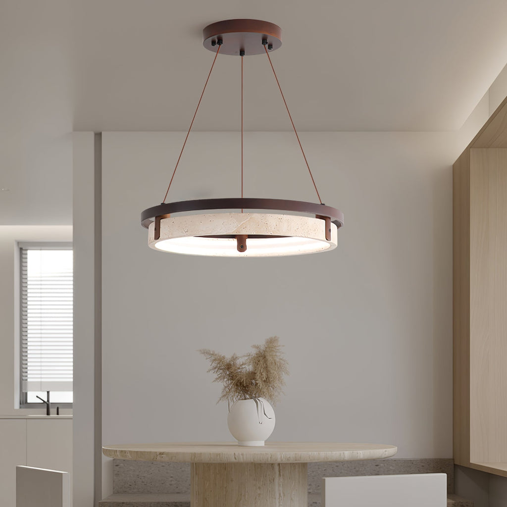 Suspension moderne Vili en Travertin jaune et noyer bois
