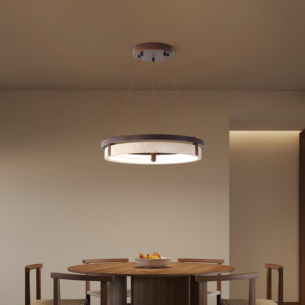 Suspension moderne Vili en Travertin jaune et noyer bois