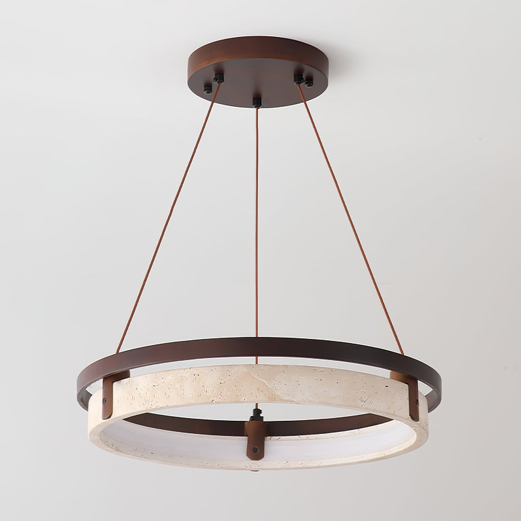 Suspension moderne Vili en Travertin jaune et noyer bois