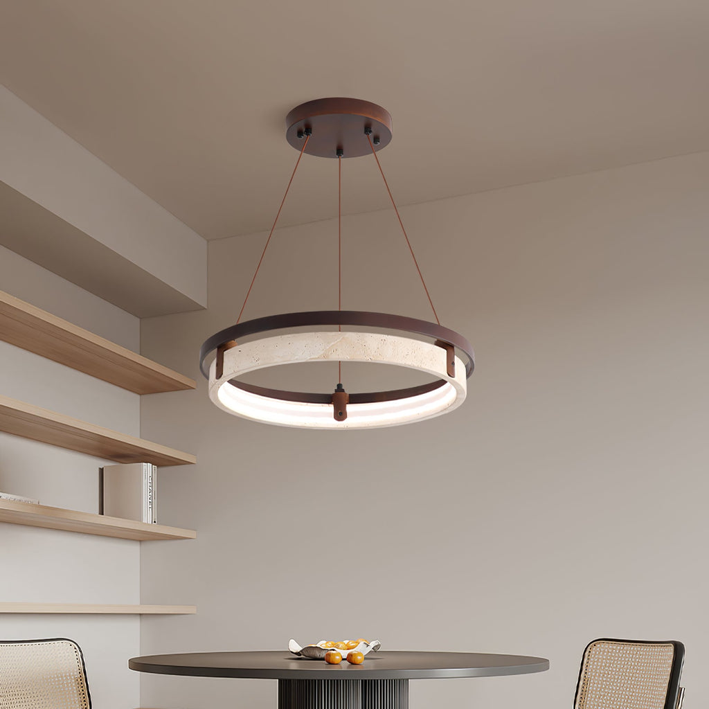 Suspension moderne Vili en Travertin jaune et noyer bois
