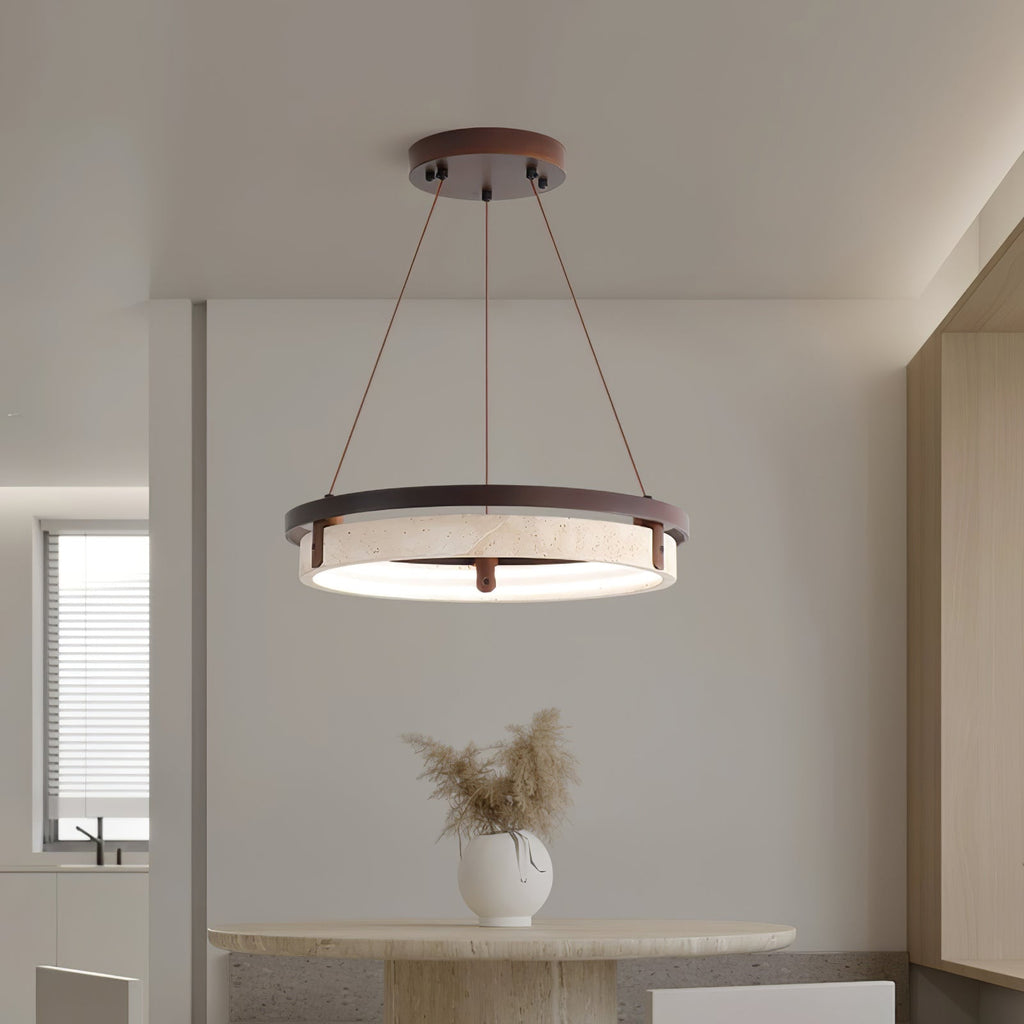 Suspension moderne Vili en Travertin jaune et noyer bois