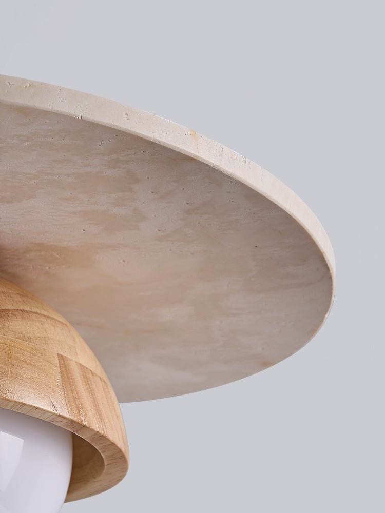 Suspension moderne Kettil en Travertin jaune et bois