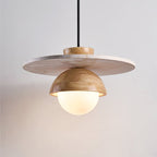Suspension moderne Kettil en Travertin jaune et bois