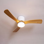 Ventilateur de plafond moderne Tarben en Noir et noyer bois