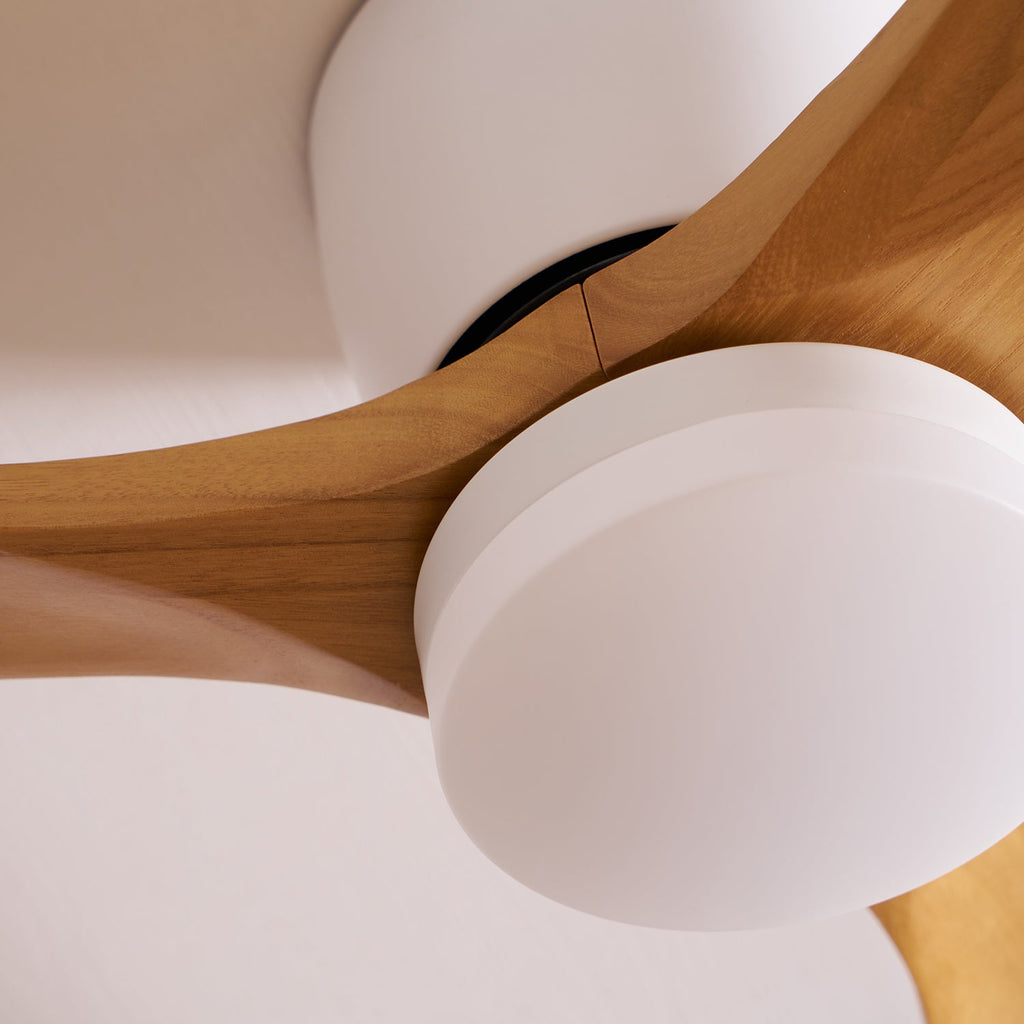 Ventilateur de plafond moderne Tarben en Gris et bois naturel