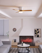 Ventilateur de plafond moderne Tarben en Noir et noyer bois