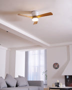 Ventilateur de plafond moderne Tarben en Noir et noyer bois