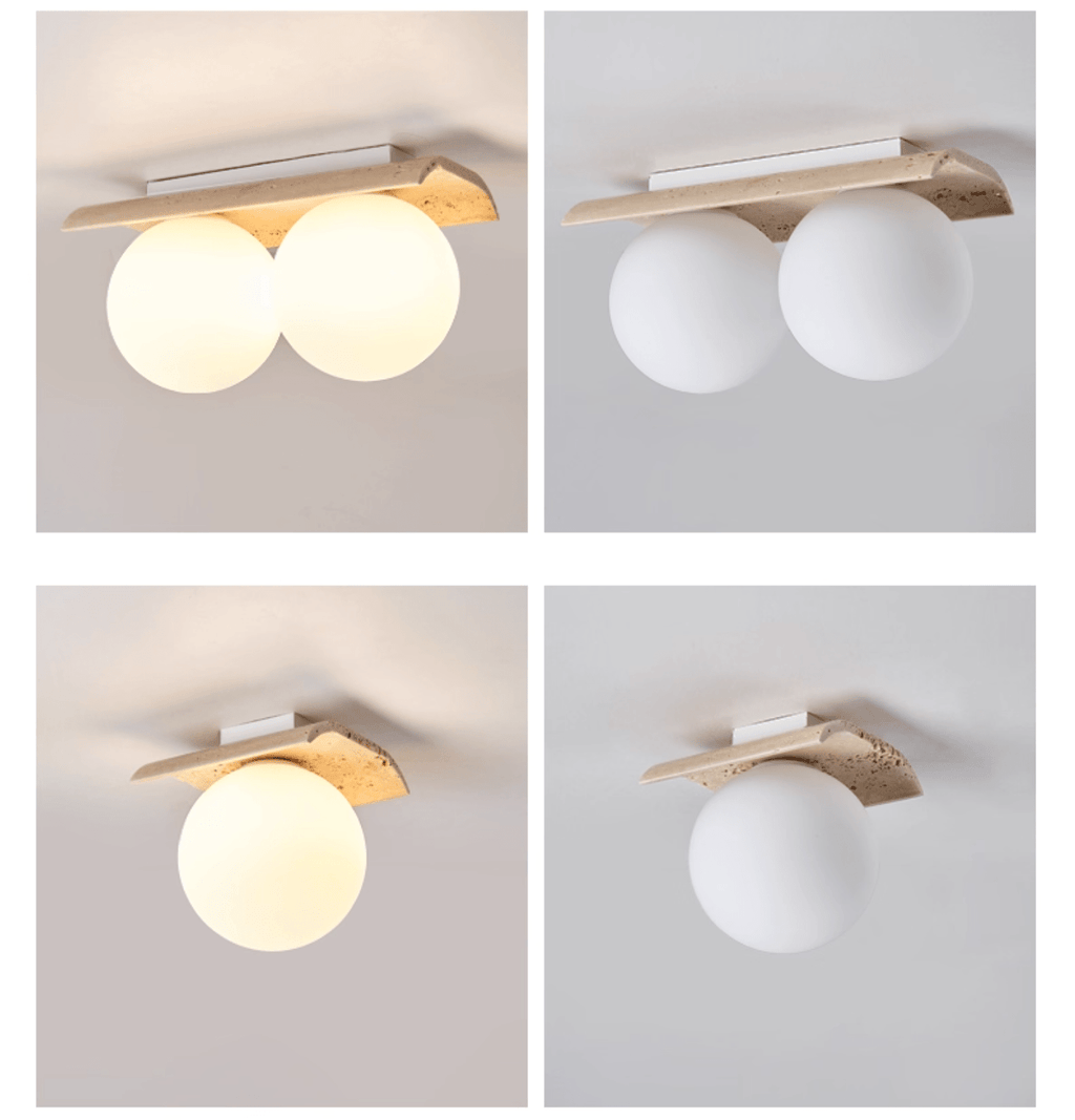Plafonnier moderne Kade en Travertin jaune et blanc