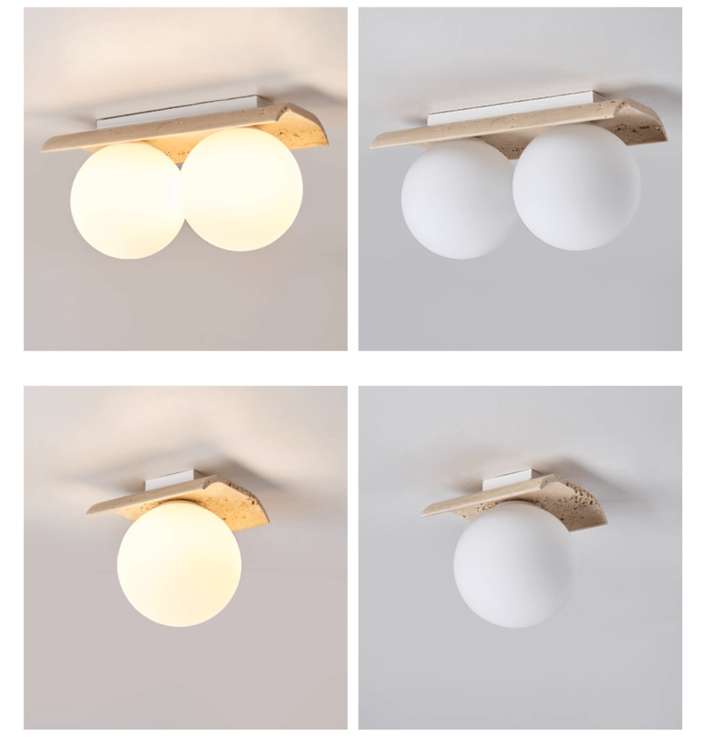 Plafonnier moderne Kade en Travertin jaune et blanc
