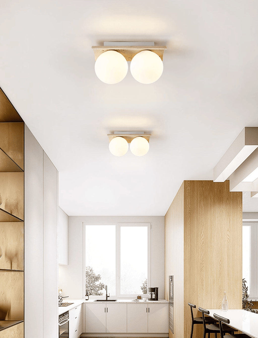 Plafonnier moderne Kade en Travertin jaune et blanc